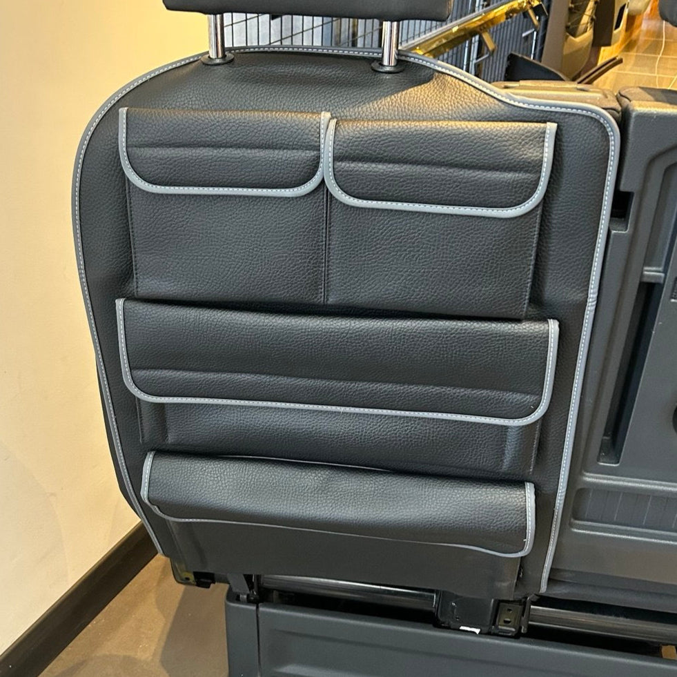 For New VW Crafter Left Side Double Passenger Seat Back Organiser | Black Leatherette Storage Pocket | Van-X