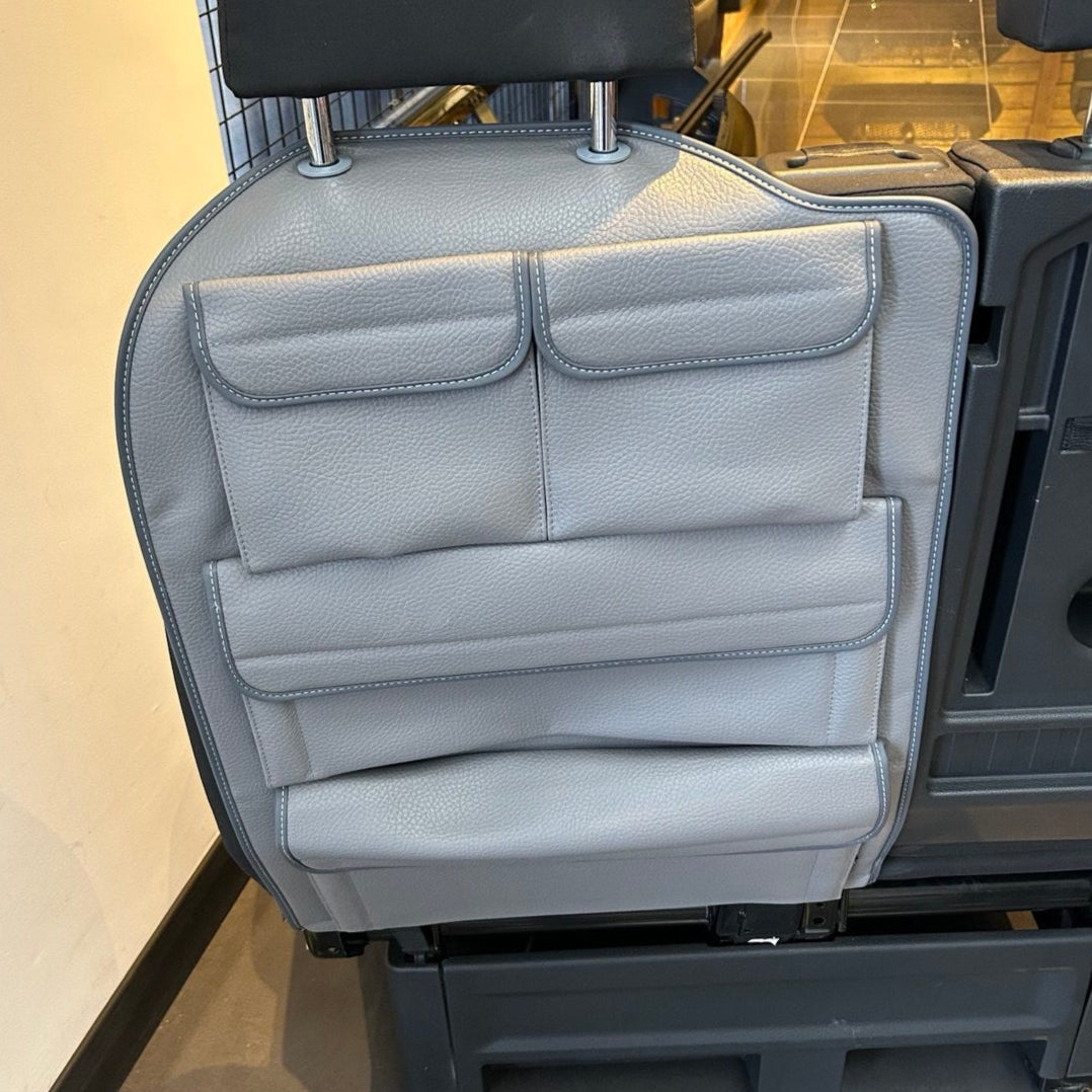 For New VW Crafter Left Side Double Passenger Seat Back Organiser | Dark Grey Leatherette Storage Pocket | Van-X