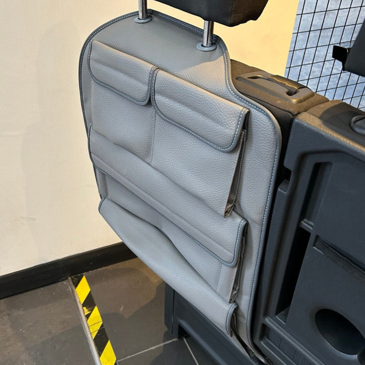 For New VW Crafter Left Side Double Passenger Seat Back Organiser | Dark Grey Leatherette Storage Pocket | Van-X