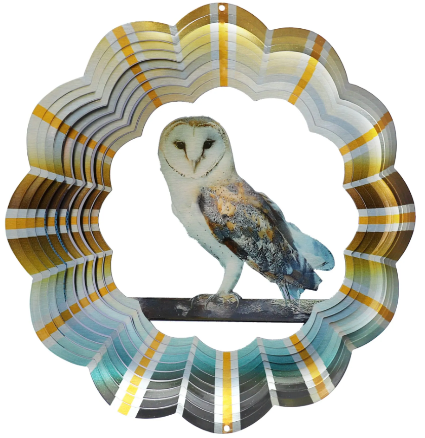 Barn owl 12 inch garden windspinner
