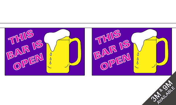 This bar is open bunting 9m long