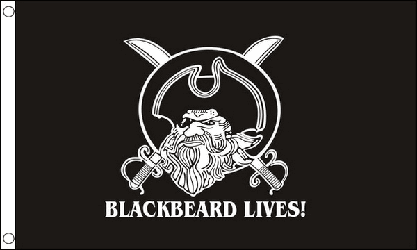 Blackbeard lives pirate flag 5ft x 3ft with eyelets
