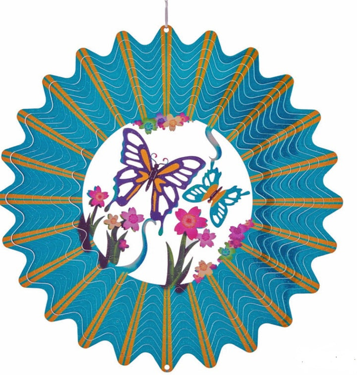 Butterfly blue deluxe stainless steel 10 inch garden windspinner