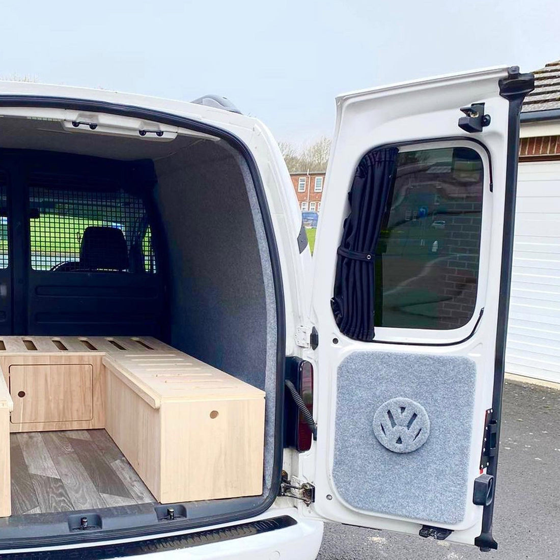 For VW Caddy Premium 1 x Barndoor Window Curtains Van-X