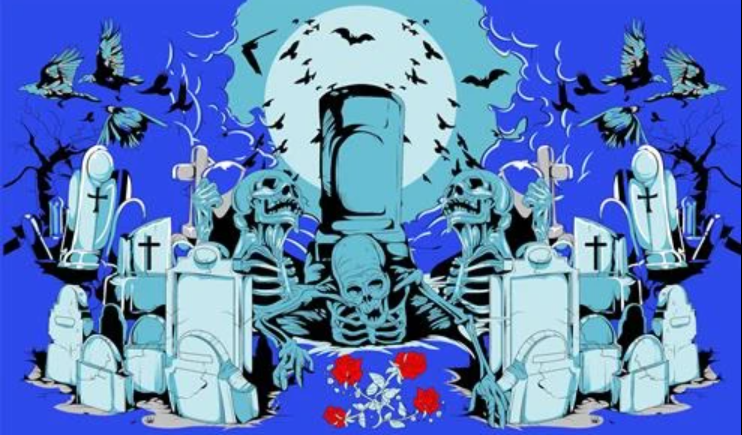 Cemetary gothic spooky flag 5ft x 3ft with eyelets