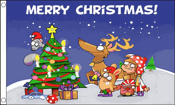 Christmas scene polyester flag 5ft x 3ft with eyelets