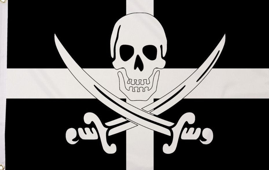 Cornwall pirate skull and crossbones flag 5ft x 3ft with eyelets