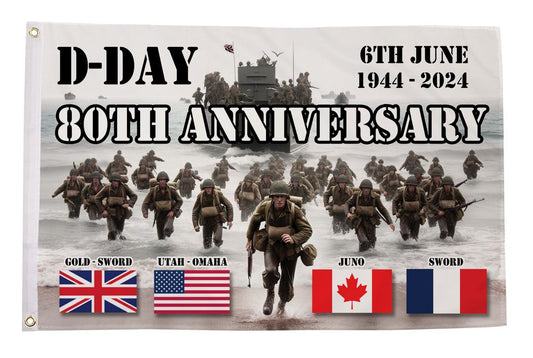 D Day flag 80th anniversary flag 5ft x 3ft with eyelets