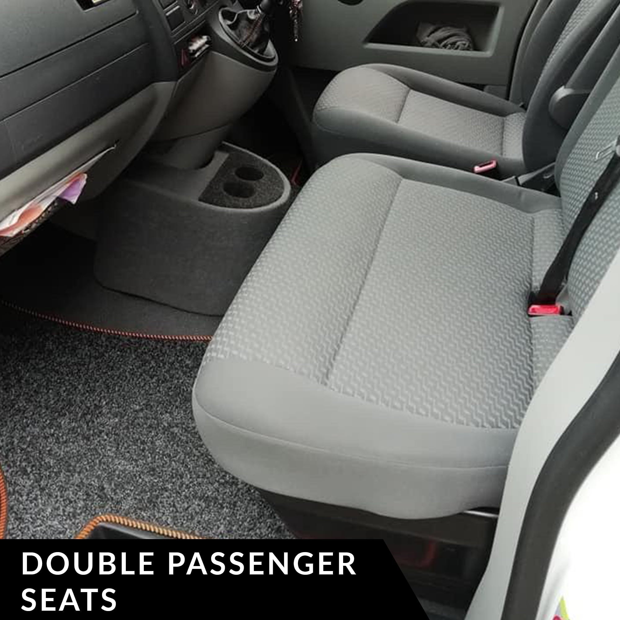 For VW T5/T5.1 Dark Grey Rubber Door Pocket Inserts for Driver & Double Passenger Doors – Van-X