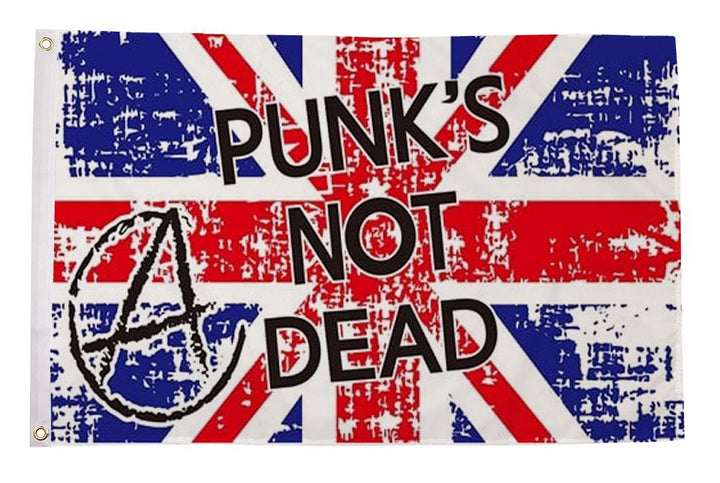 Punks not dead distressed flag 5ft x 3ft with eyelets