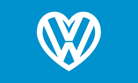 Dub Veedub flag with heart logo light blue 5ft x 3ft