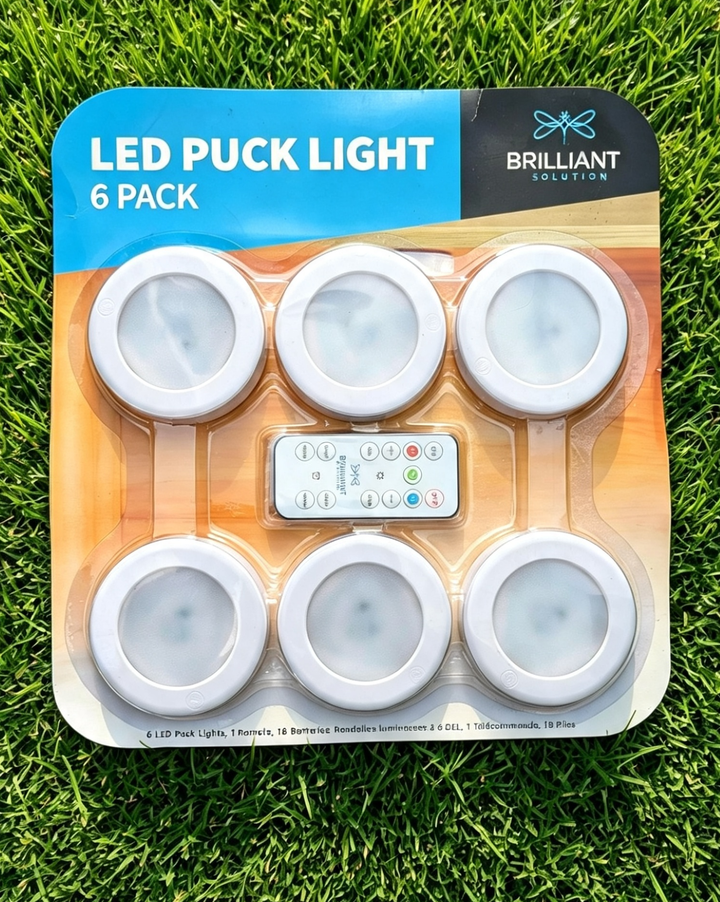 LED puck light 6 pack with remote control handy adhesive battery lamp