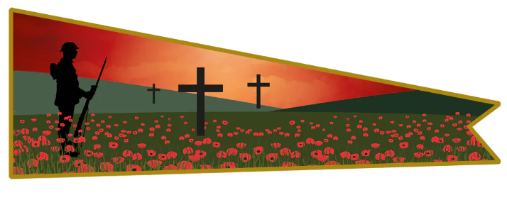 Lone soldier remembrance pennant banner flag 2m x 0.7m with eyelets