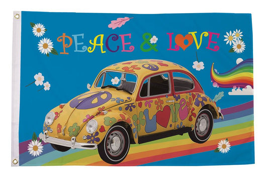 Peace and love rainbow Beetle flag 5ft x 3ft