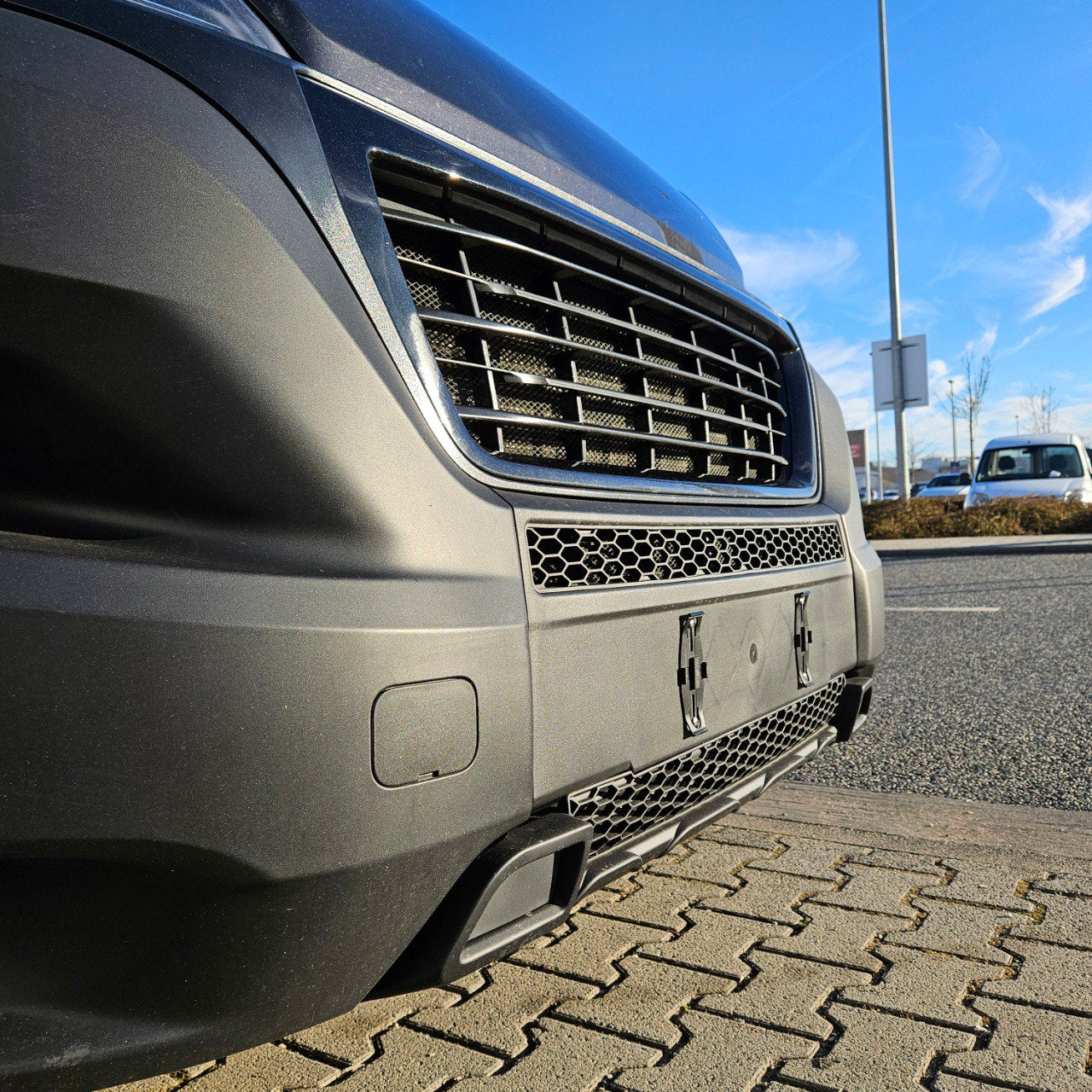 For Citroën Relay Bumper Honeycomb Grille | Matte Black Front Styling Upgrade | Non Parking Sensor Version | Van-X