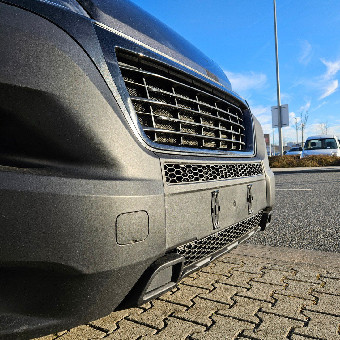 For Citroën Relay Bumper Honeycomb Grille | Matte Black Front Styling Upgrade | Non Parking Sensor Version | Van-X