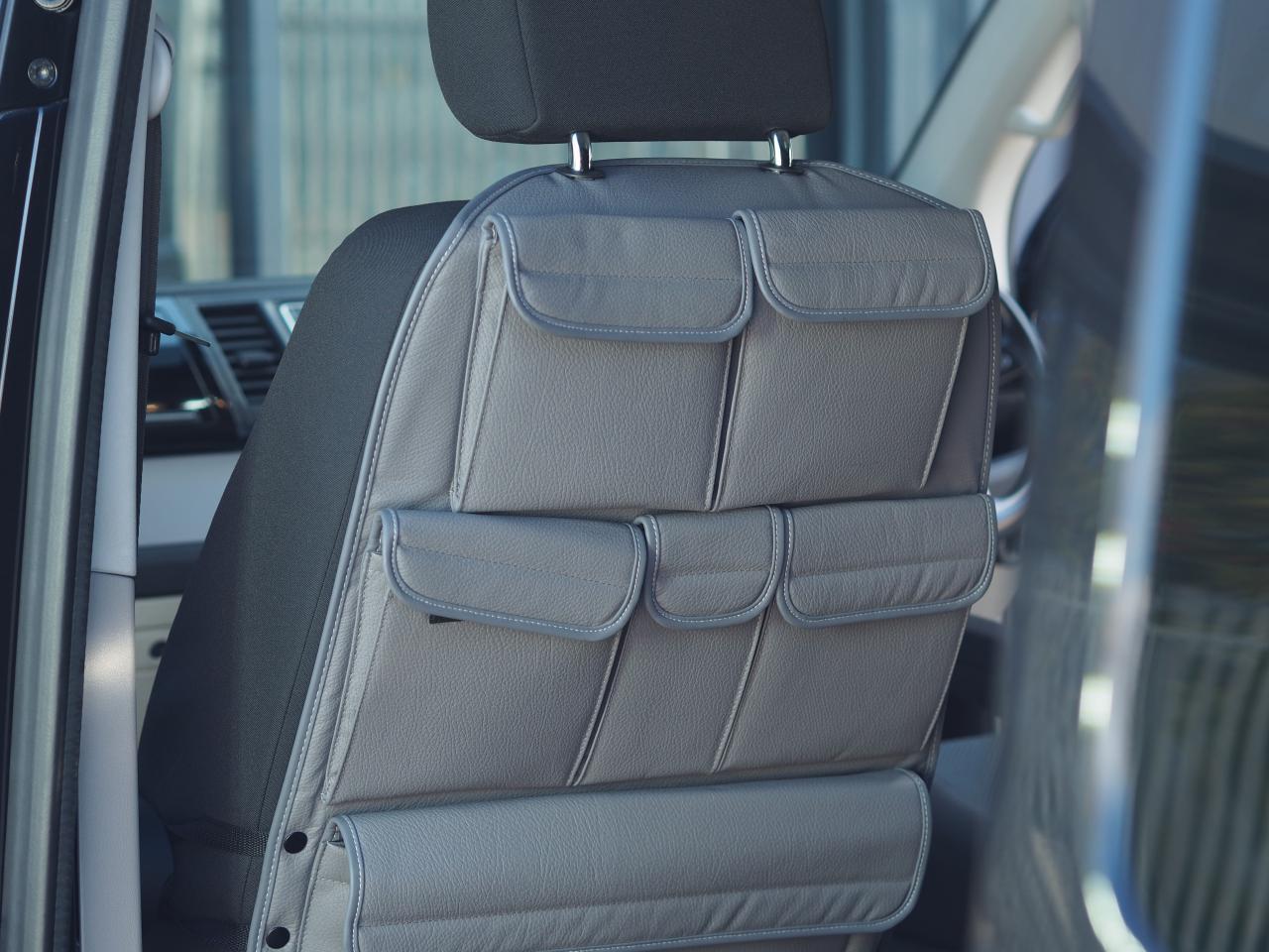 For VW T5 & T5.1 Transporter Leatherette Captain Seat Back Organiser Campervan Storage - Van-X