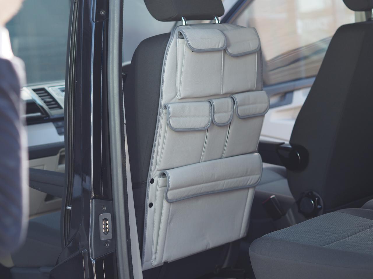 ForVW T5 & T5.1 Transporter Captain Seat Back Storage Organiser Leatherette 2 Piece Bundle - Van-X