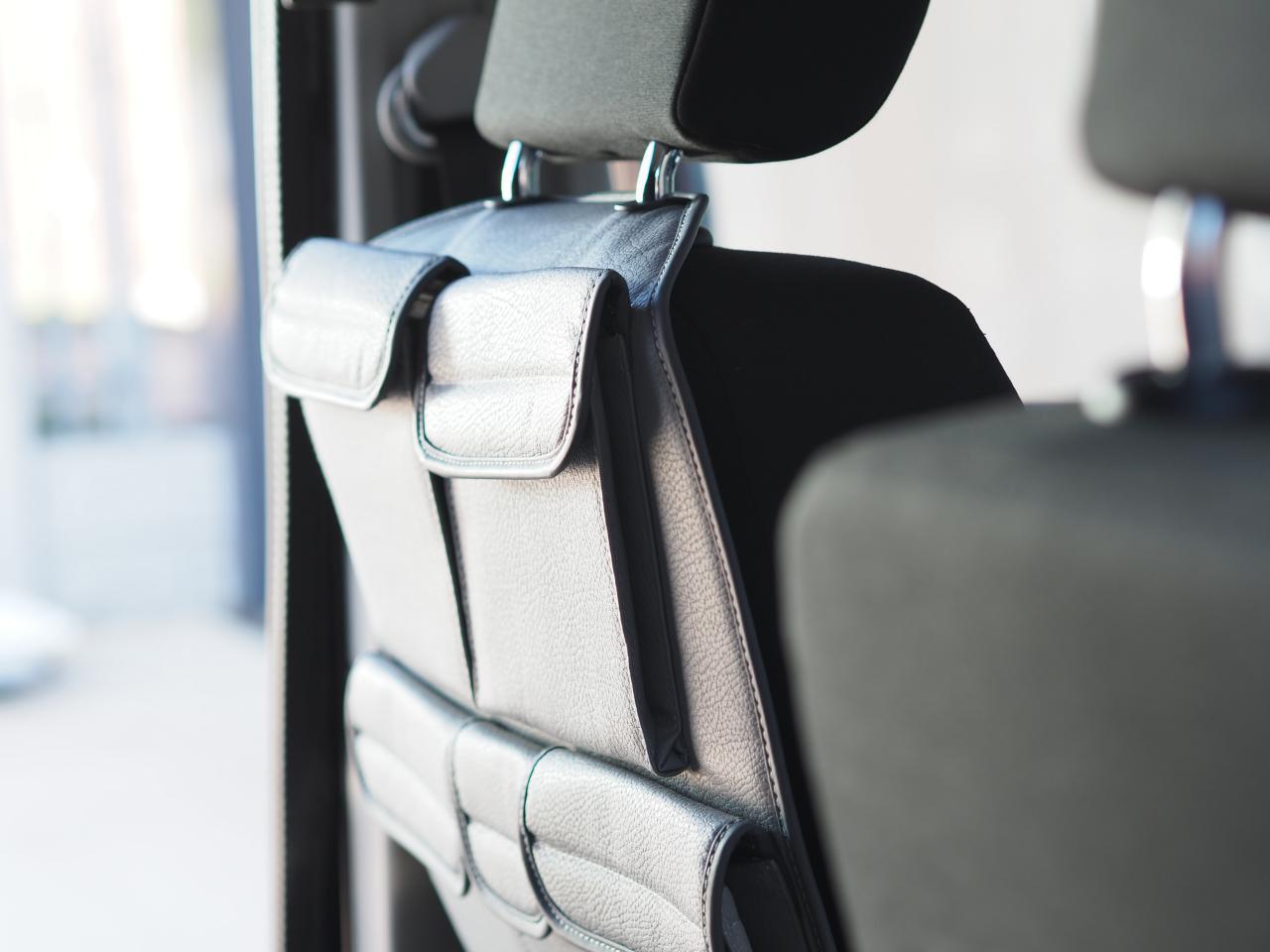 For VW T6 & T6.1 Transporter Leatherette Captain Seat Back Organiser Campervan Storage - Van-X