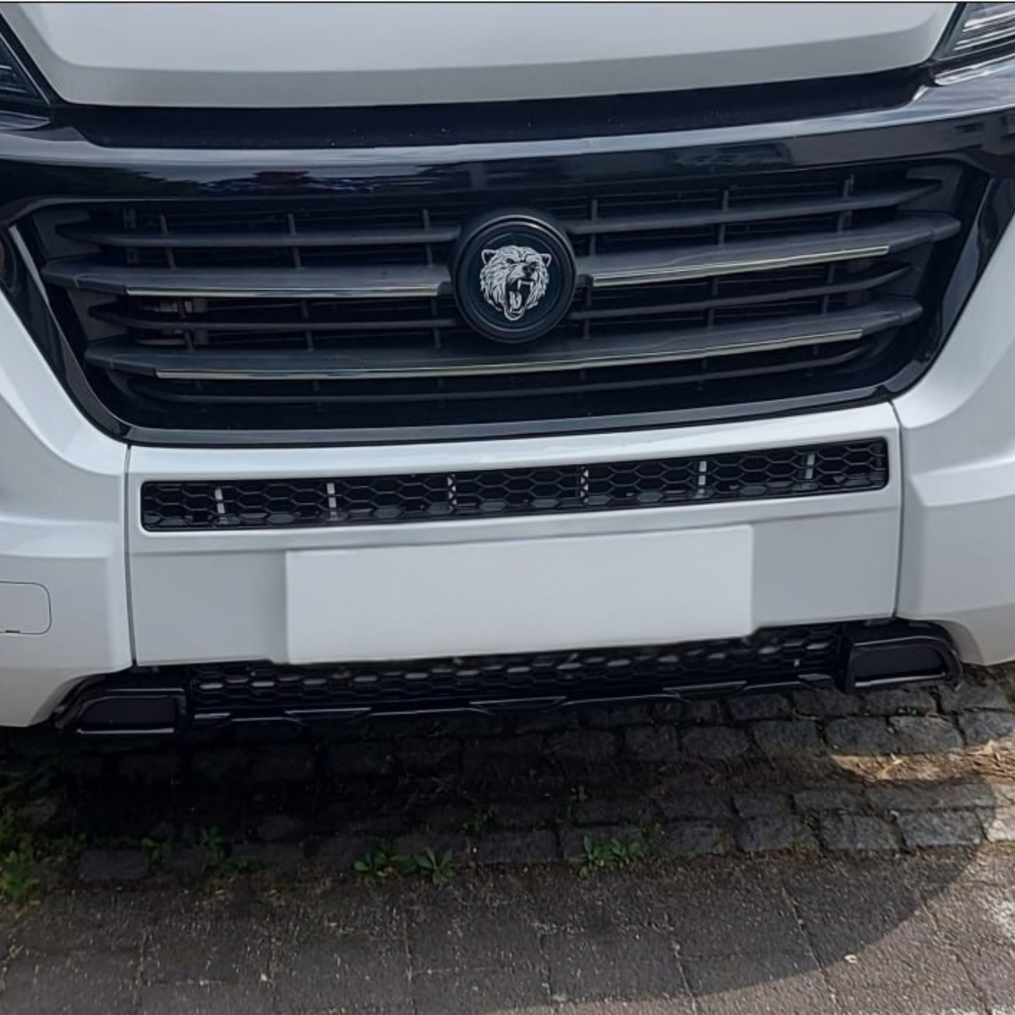 For Fiat Ducato Bumper Honeycomb Grille | Gloss Black Front Styling Upgrade | Non Parking Sensor Version | Van-X