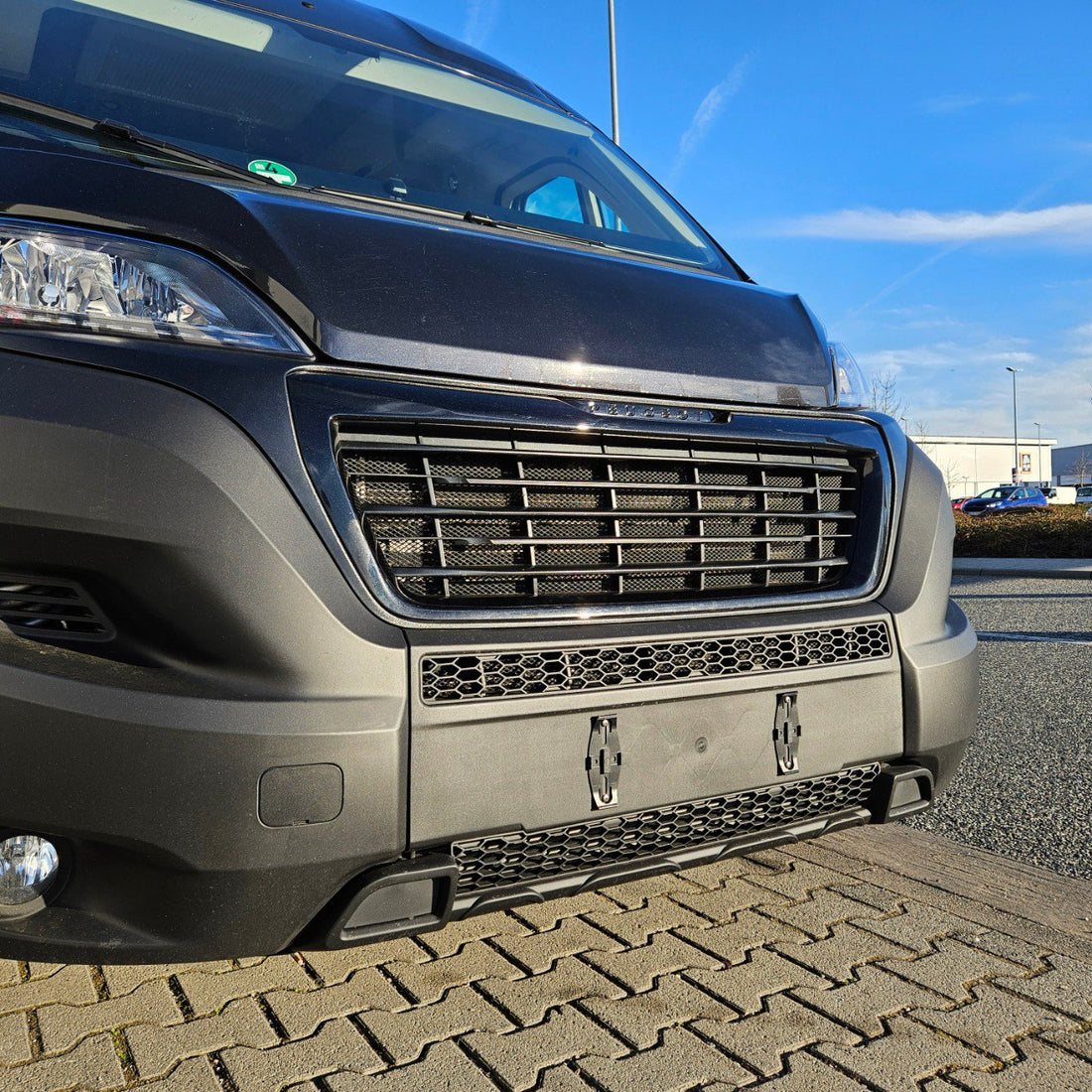 For Citroën Relay Bumper Honeycomb Grille | Matte Black Front Styling Upgrade | Non Parking Sensor Version | Van-X