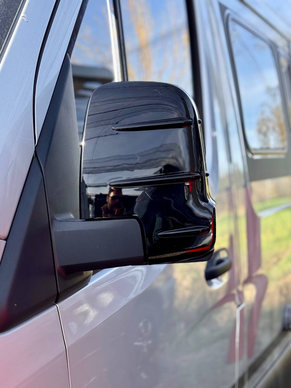 For Mercedes Sprinter Dodge 907 Wing Mirror Covers with Indicator - Gloss Black (Set of 2) - Replacement Caps for 907 Models