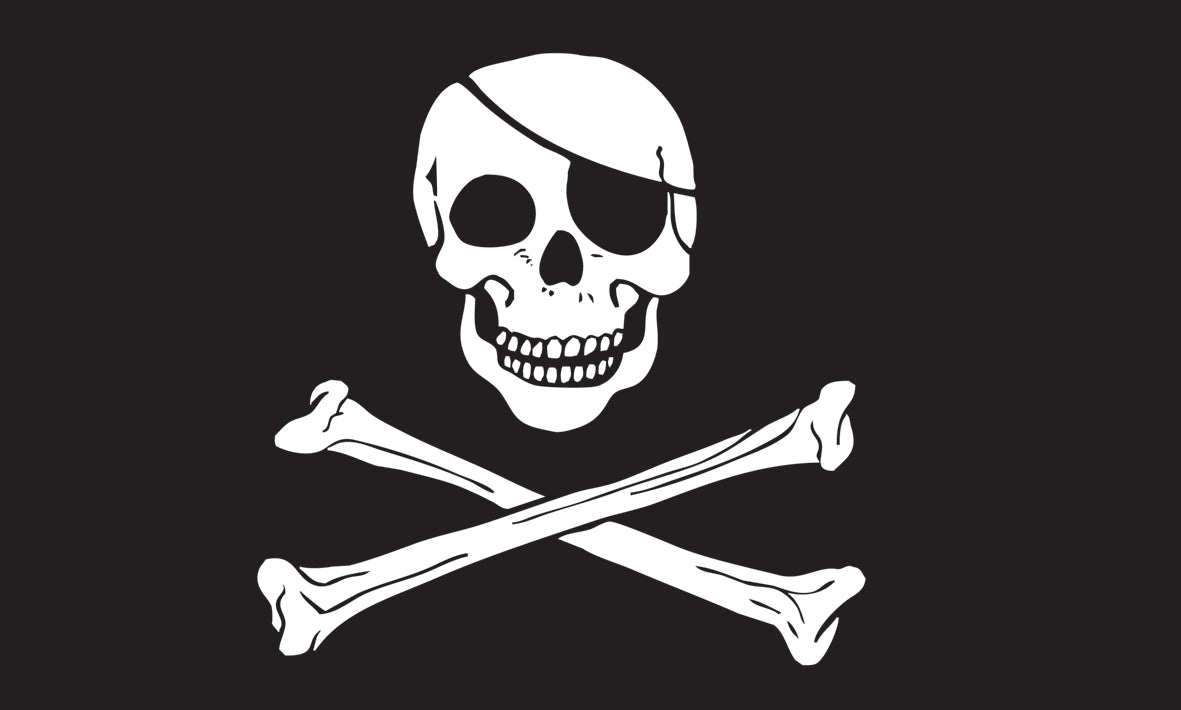 Piratenflagge mit Totenkopf und gekreuzten Knochen, 91 x 61 cm