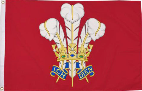 Prince of Wales feathers polyester flag 5ft x 3ft with eyelets