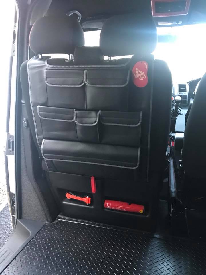 For VW T6 & T6.1 Transporter Double Back Seat Organiser – Premium Leatherette Storage | Van-X