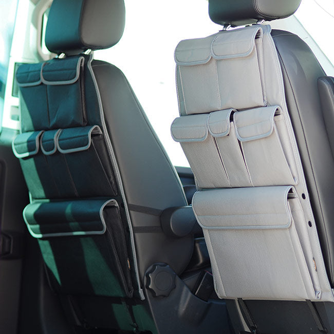 For VW T5 & T5.1 Transporter Leatherette Captain Seat Back Organiser Campervan Storage - Van-X