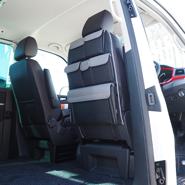 ForVW T5 & T5.1 Transporter Captain Seat Back Storage Organiser Leatherette 2 Piece Bundle - Van-X