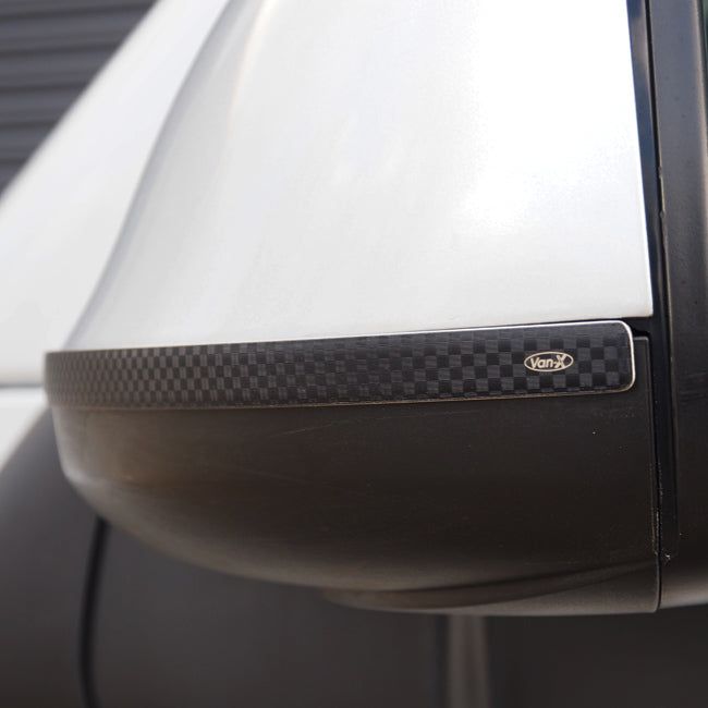 For VW T5.1 Transporter Wing Mirror Trims – Stainless Steel Carbon Film Covers | Van-X