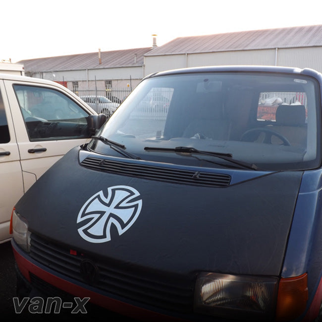 For VW T4 S Nose Bonnet Bra Cover Silver French Cross – Front End Protection Styling Accessory - Van-X