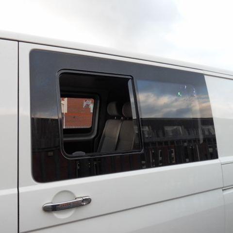 For VW T5 Transporter Smoked Sliding Side Window Glass | Privacy Van Window Upgrade – Van-X