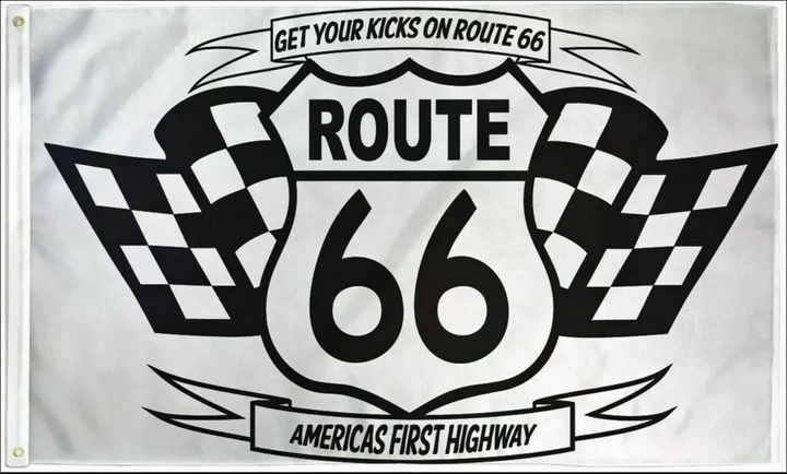 Route 66 white flag 5ft x 3ft with eyelets