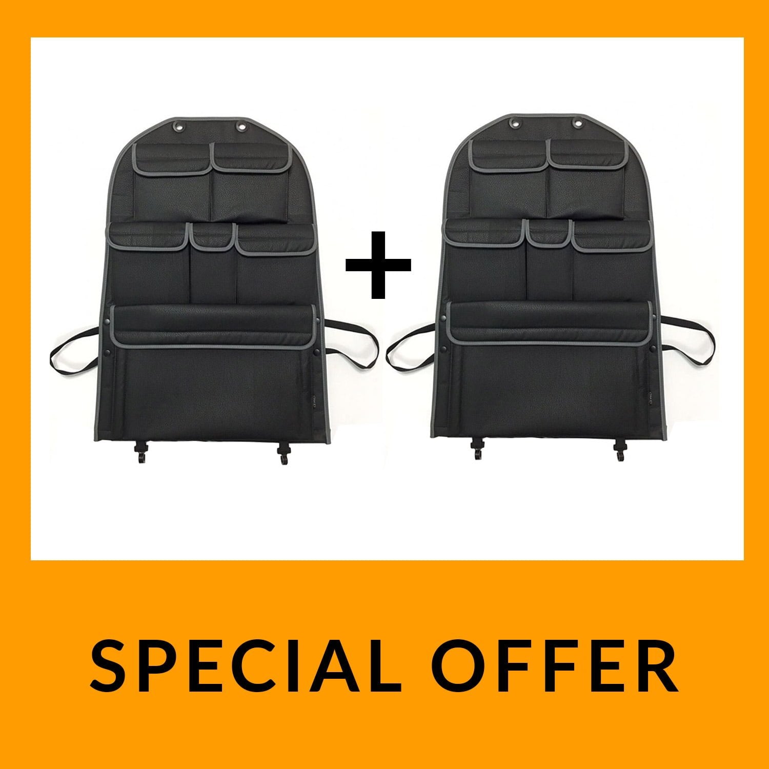 ForVW T5 & T5.1 Transporter Captain Seat Back Storage Organiser Leatherette 2 Piece Bundle - Van-X