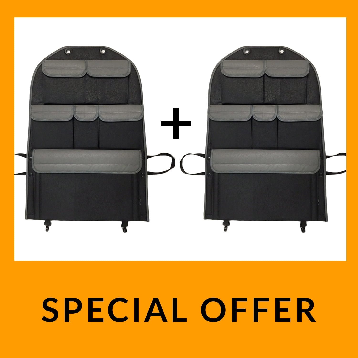 ForVW T5 & T5.1 Transporter Captain Seat Back Storage Organiser Leatherette 2 Piece Bundle - Van-X