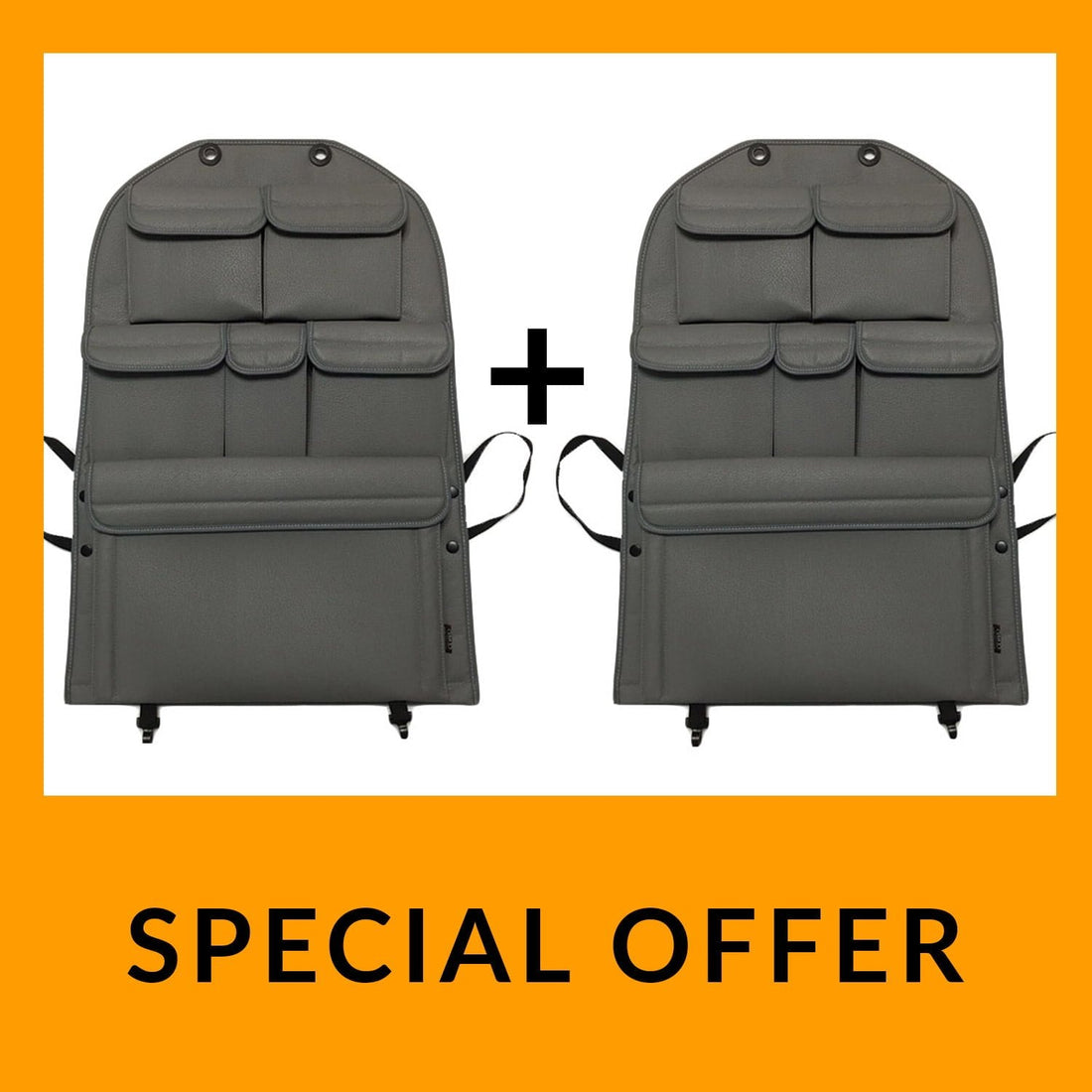 ForVW T5 & T5.1 Transporter Captain Seat Back Storage Organiser Leatherette 2 Piece Bundle - Van-X