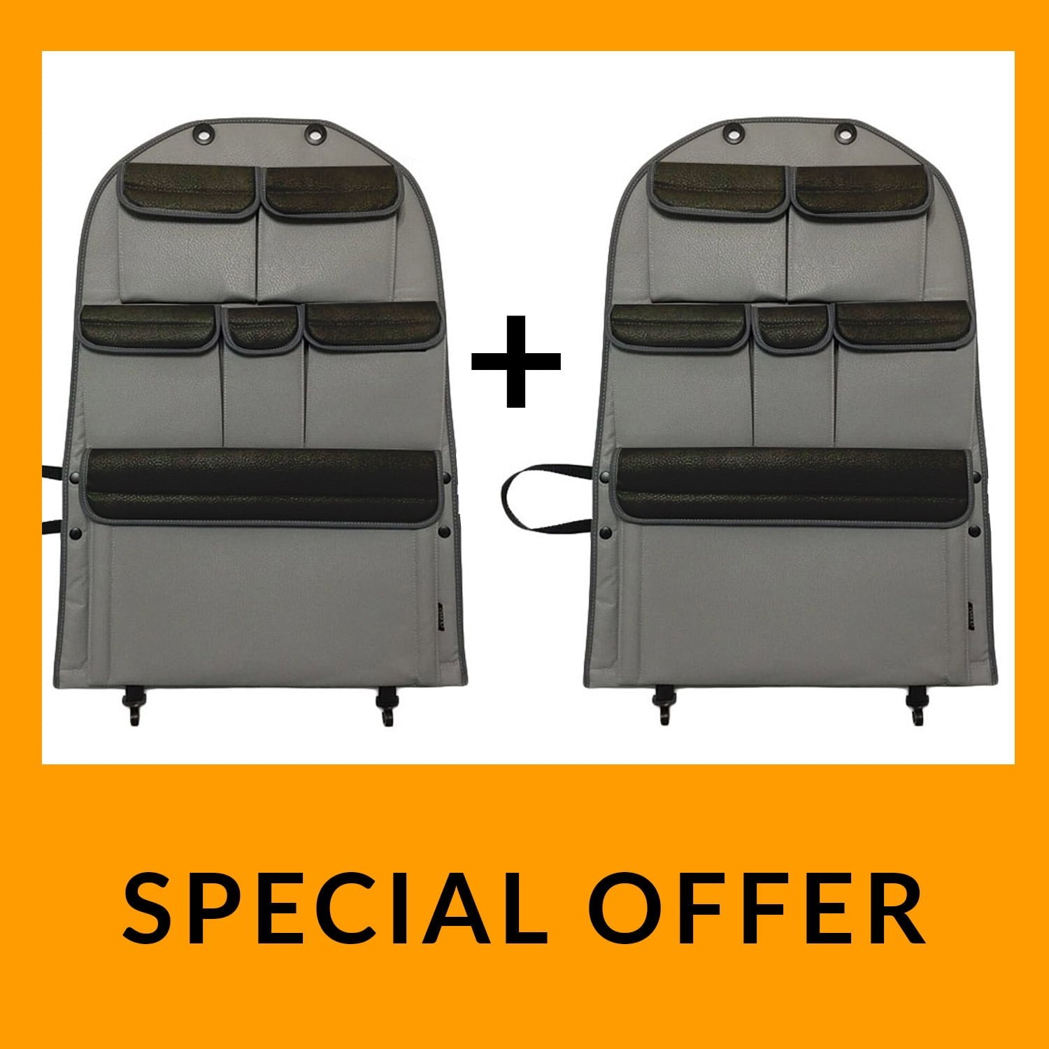 ForVW T5 & T5.1 Transporter Captain Seat Back Storage Organiser Leatherette 2 Piece Bundle - Van-X