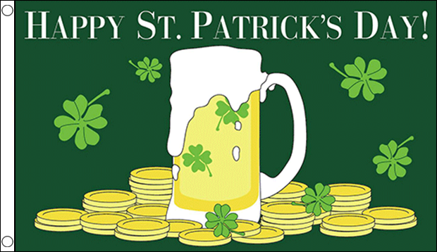 St Patrick's day BEER flag 5ft x 3ft with eyelets