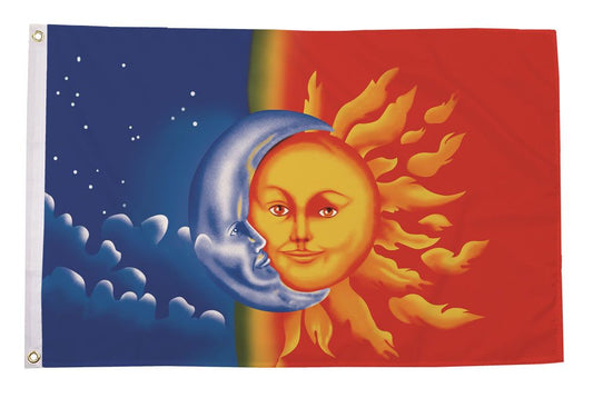 Moon and sun flag 5ft x 3ft with eyelets