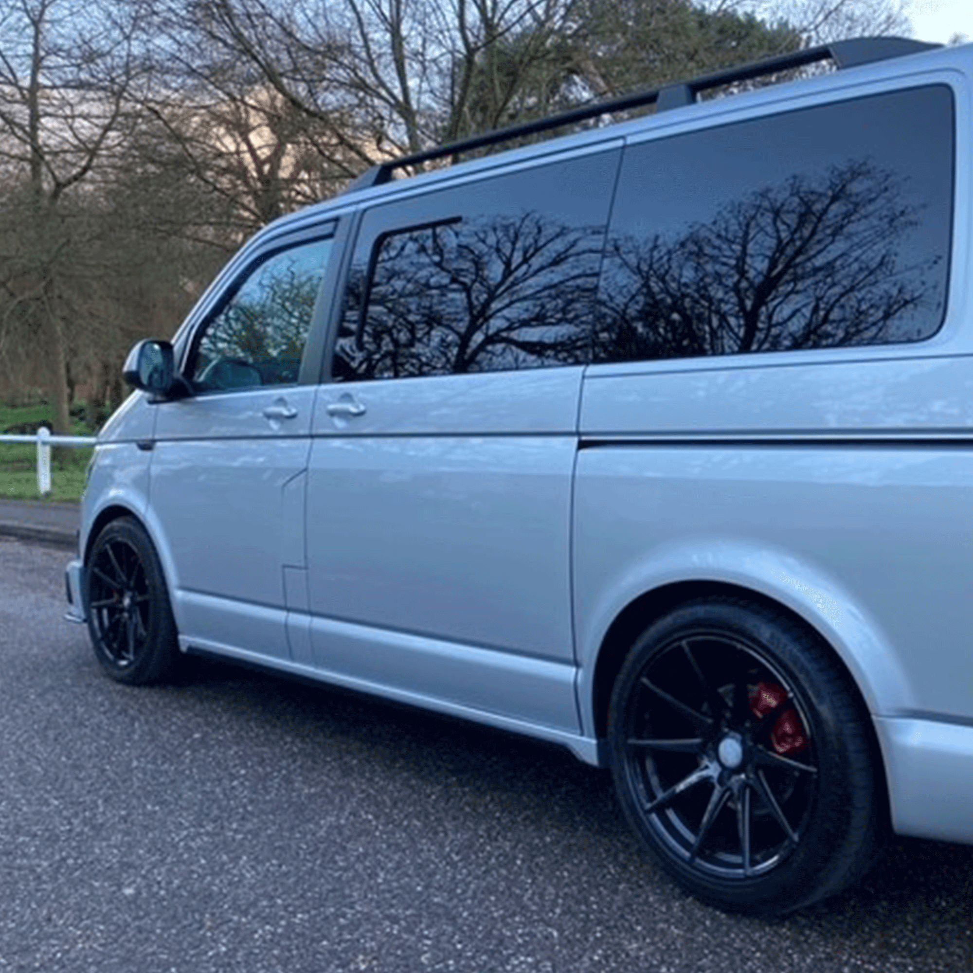 For VW T6.1 Transporter SWB ABS Side Skirts Painted In Reflex Silver Painted and Ready to Fit