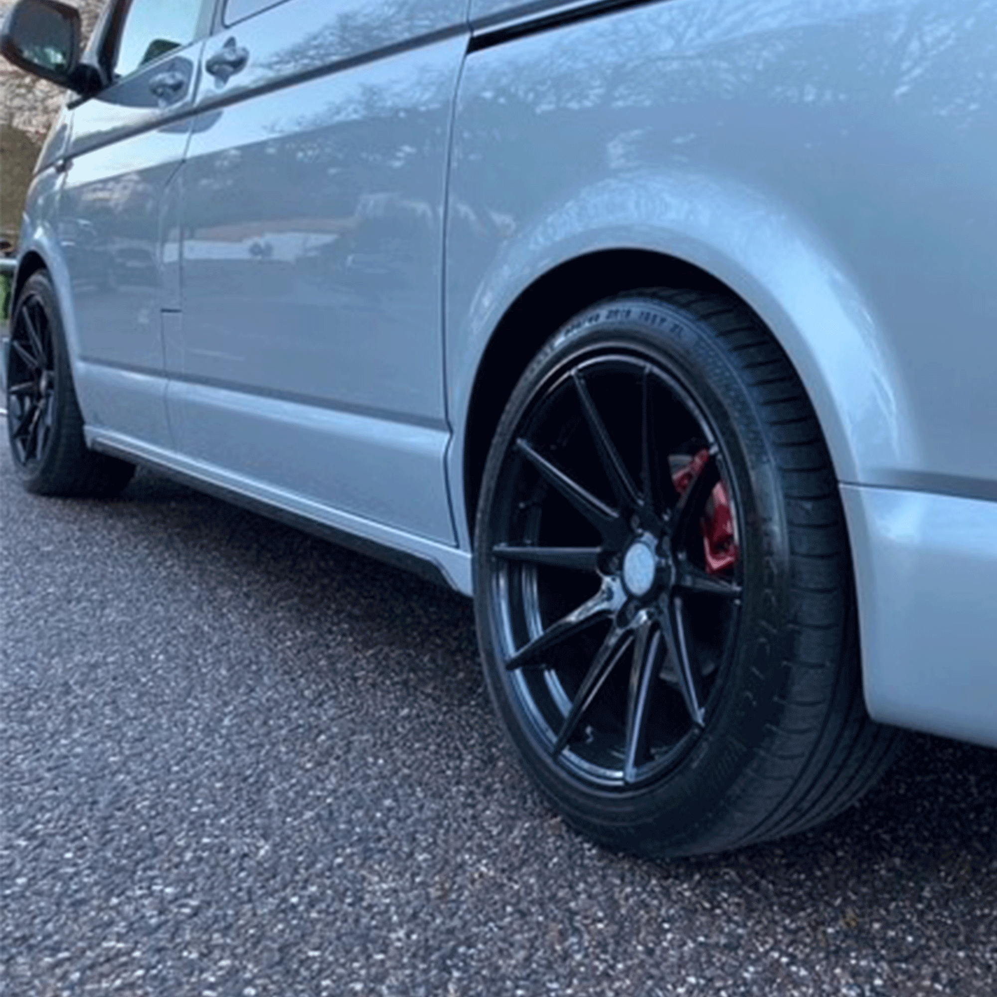 For VW T6.1 Transporter SWB ABS Side Skirts Painted In Reflex Silver Painted and Ready to Fit