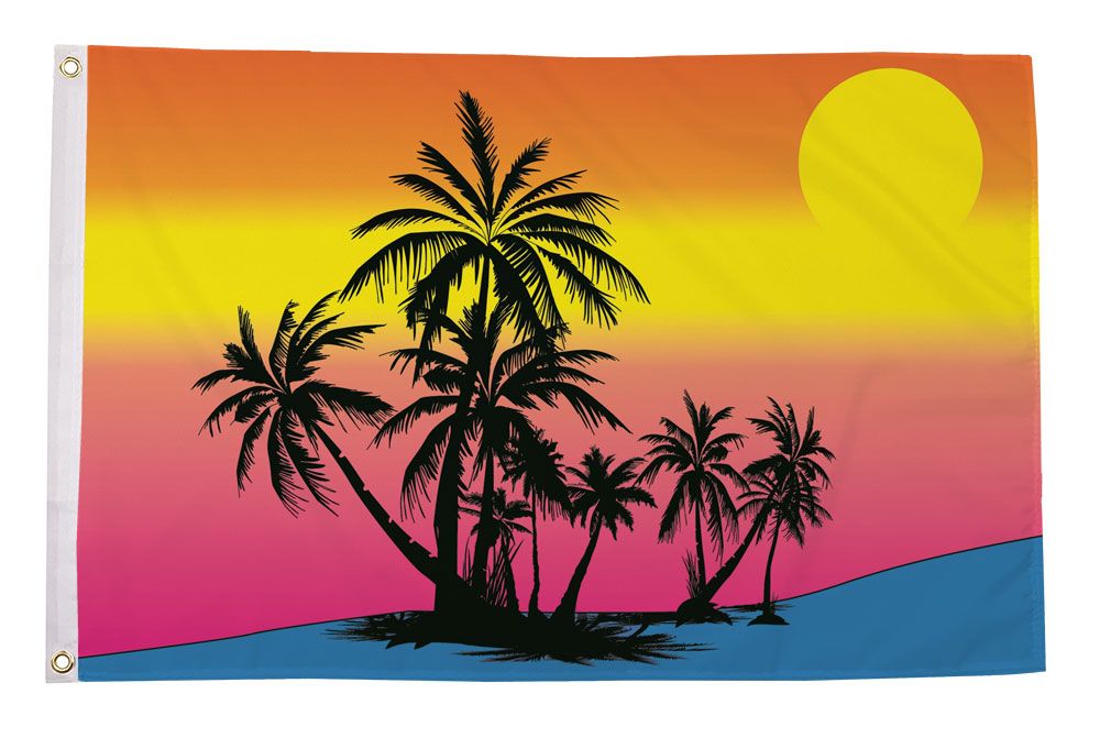 TROPICAL SUNSET FLAG 5FT X 3FT WITH EYELETS