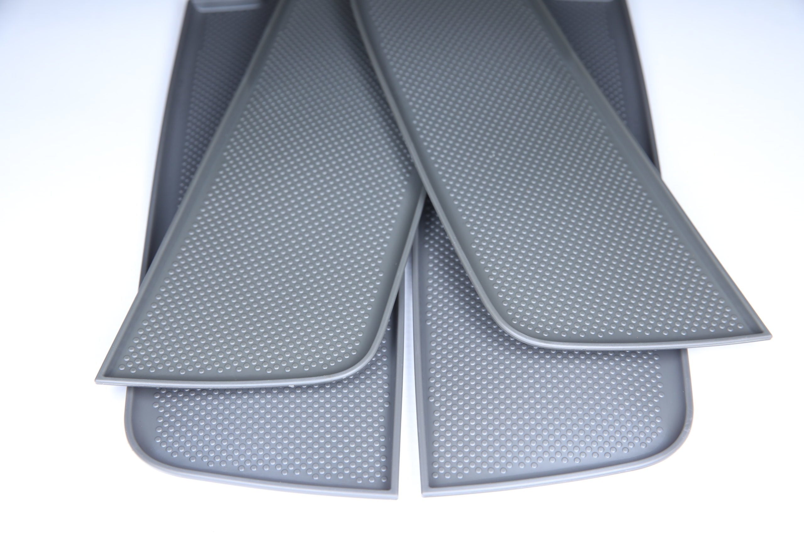 For VW T5/T5.1 Dark Grey Rubber Door Pocket Inserts for Driver & Double Passenger Doors – Van-X