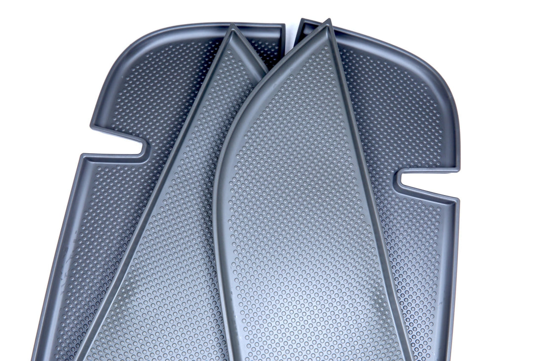 For VW T5/T5.1 Dark Grey Rubber Door Pocket Inserts for Driver & Double Passenger Doors – Van-X
