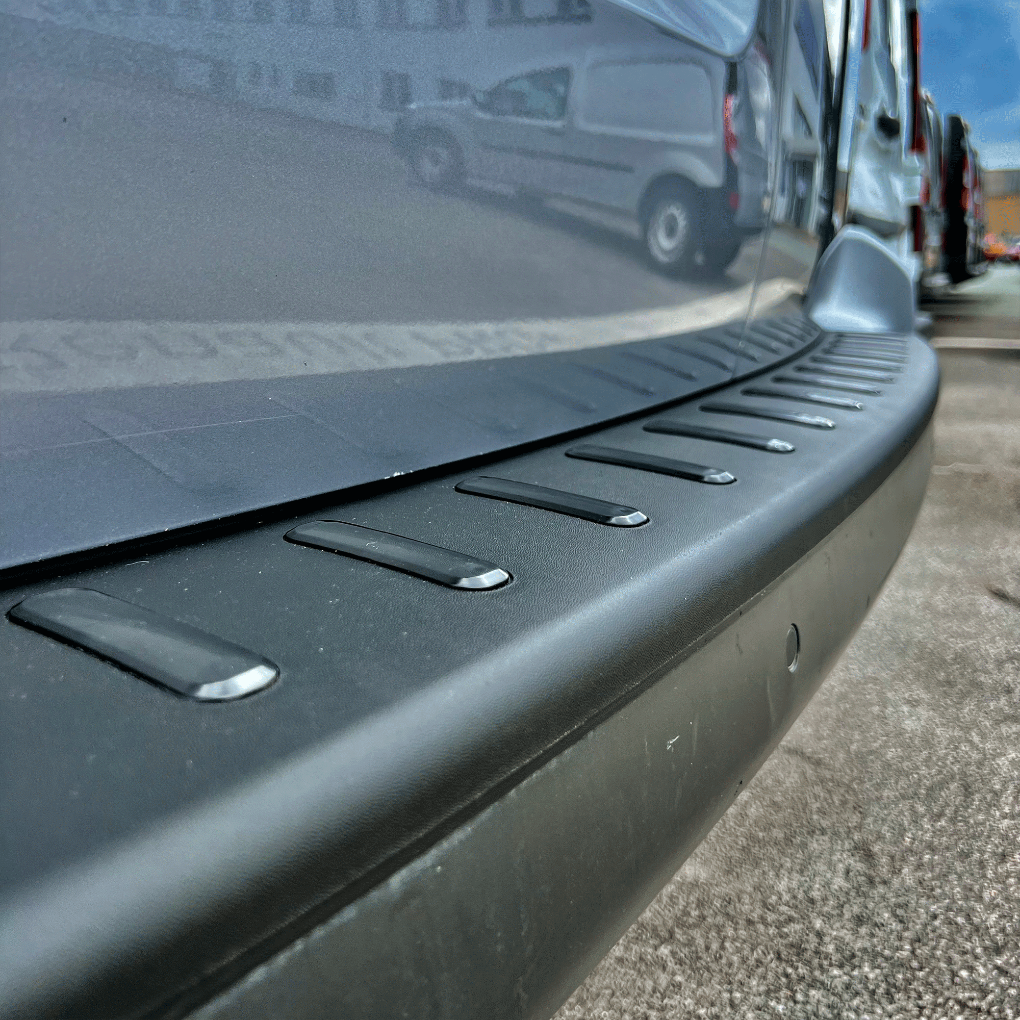 For Vauxhall Vivaro Rear Bumper Protector | Black Plastic Bumper Protector | Van-X