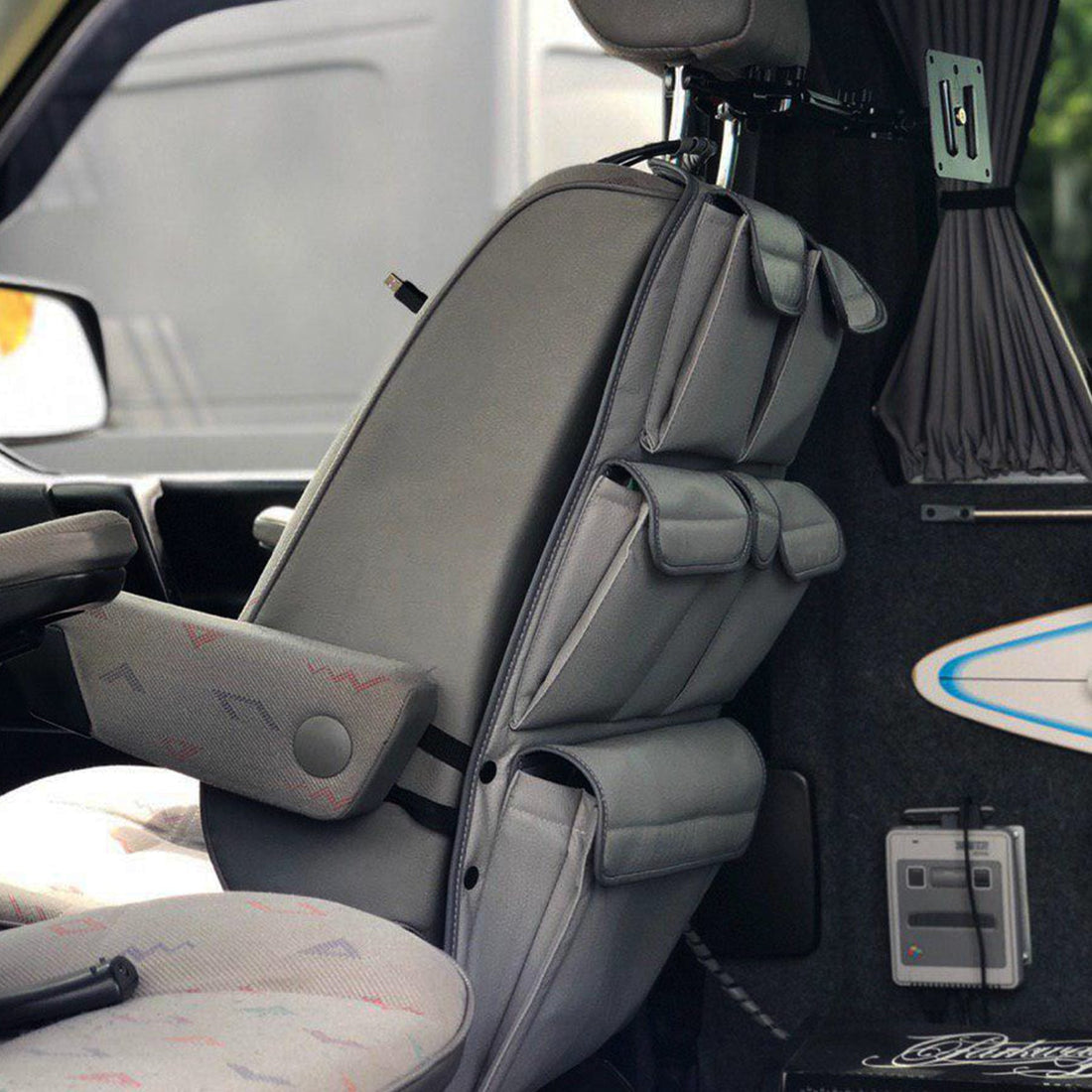 For VW T4 Transporter Leatherette Captain Seat Back Organiser Campervan Storage - Van-X