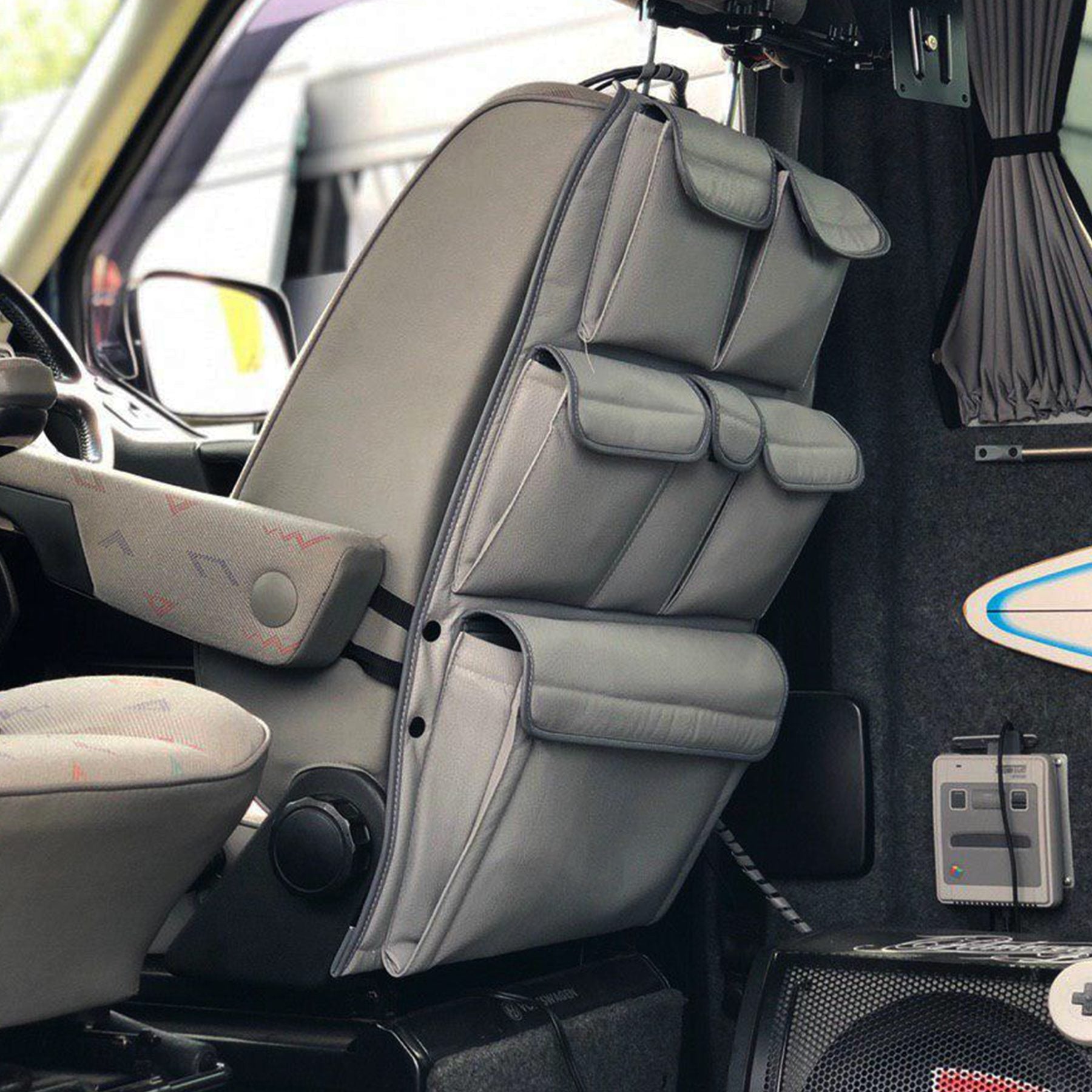 For VW T4 Transporter Leatherette Captain Seat Back Organiser Campervan Storage - Van-X