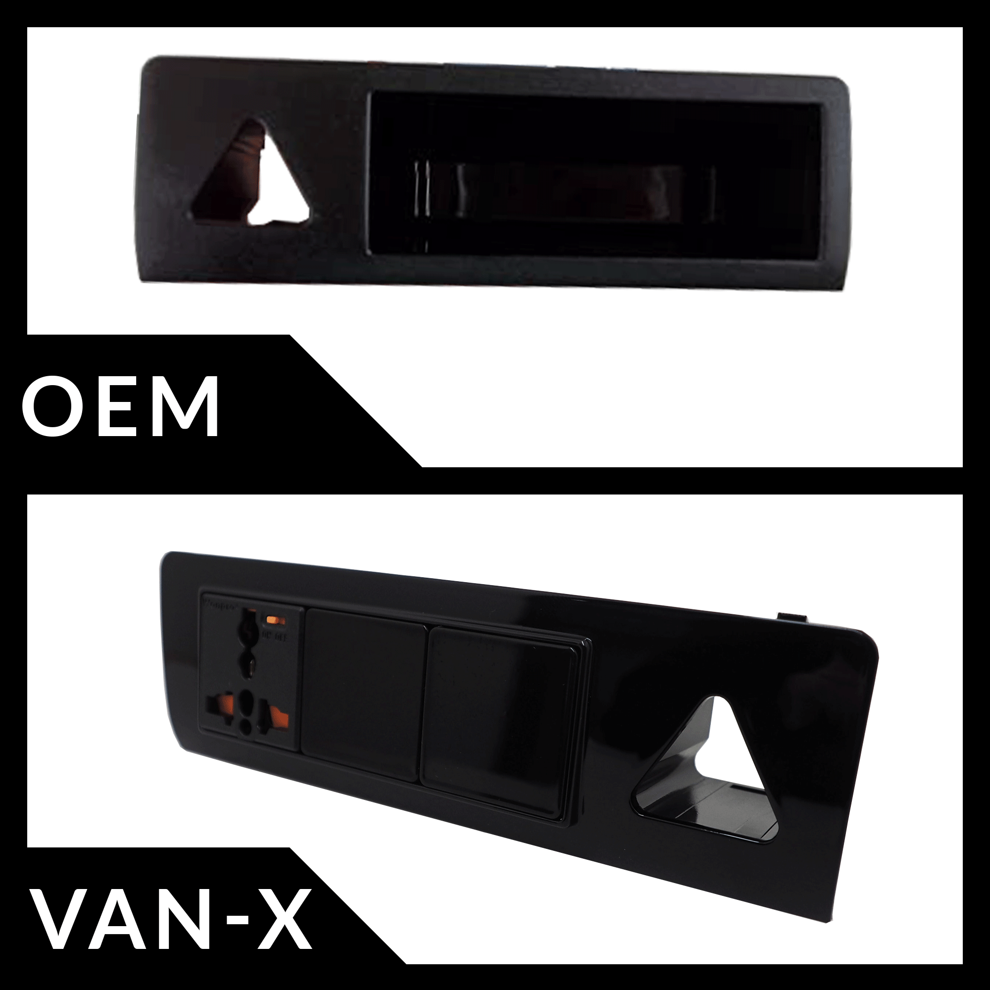 For VW T5 & T5.1 Transporter Gloss Black Hazard Warning Light Switch – Painted & Ready to Fit
